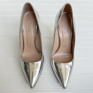 Barneys New York Viola Pump Silver Mirror Leather Stiletto Heels 8.5 Bridal Box